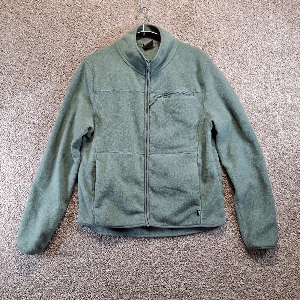 Puma Fleece Jacket Women L Green Full Zip Logo Mock Neck Casual Sporty